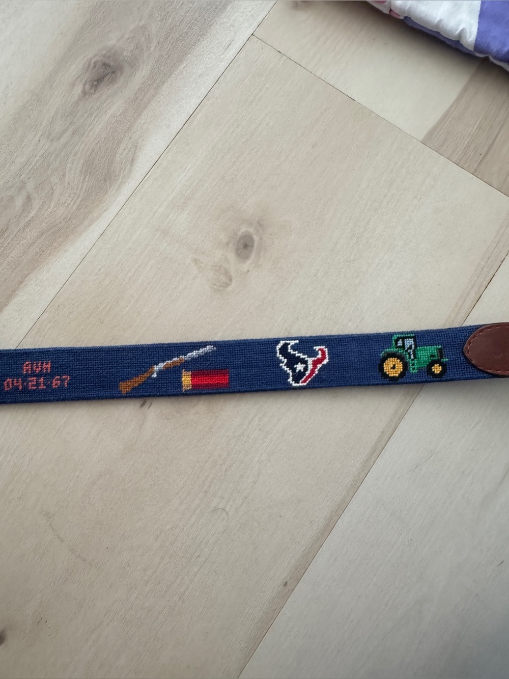 Smathers & Branson needlepoint belt leather texans black lab cigar duck wine dog - Picture 5 of 8